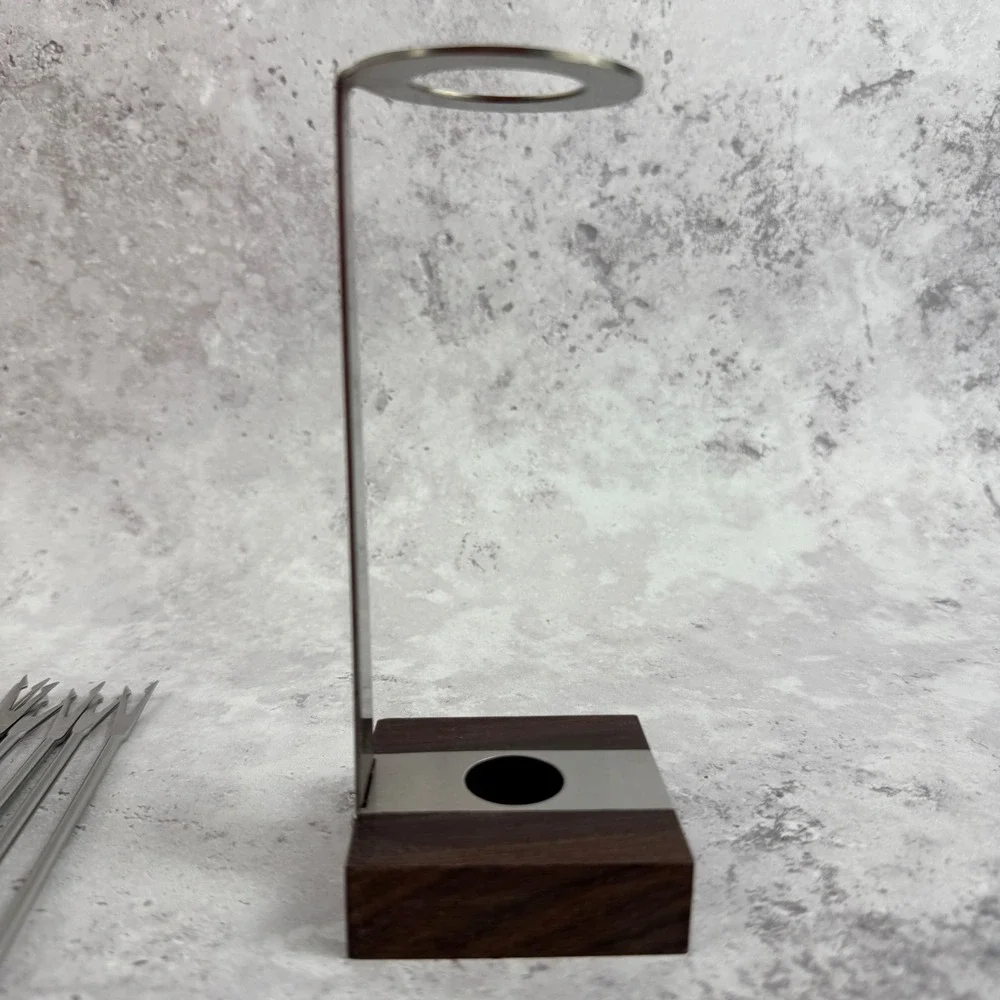 Fondue Fork Set Stainless Steel Wood‎ Handles Made in Japan NOS